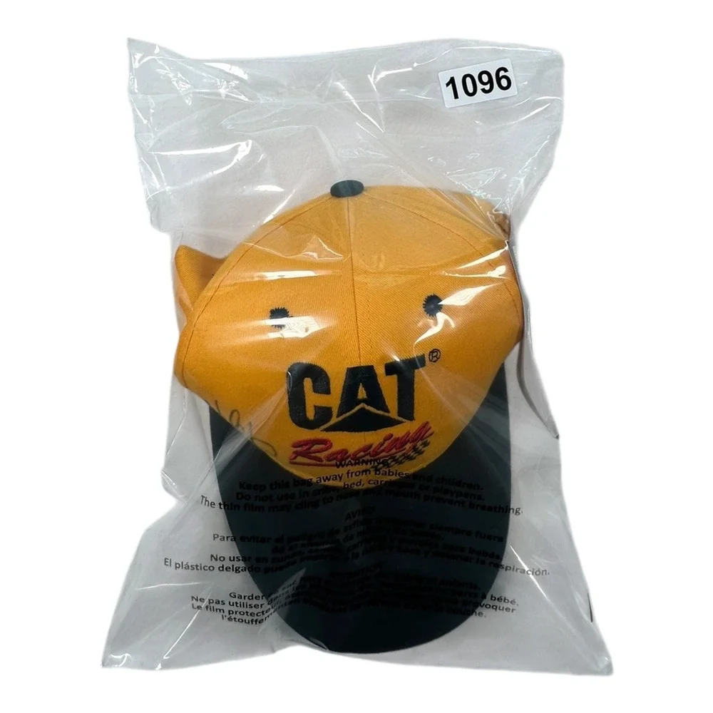 CAT Racing Hat Cap Yellow Black NASCAR Racing Champions Signed‎